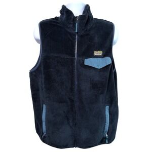 LL Bean Mens Hi-Pile Fleece Vest Full Zip Blue Size L